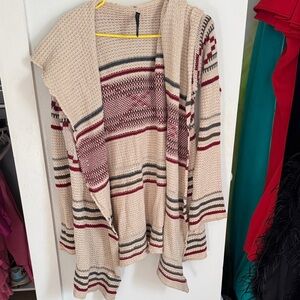 Striped Knit Open-Front Sweater